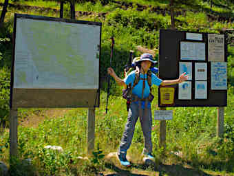 We made it -- Jack at trailhead signs