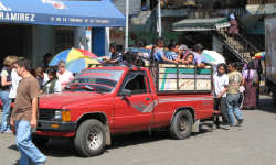 Pickup truck serving as Mayan bus