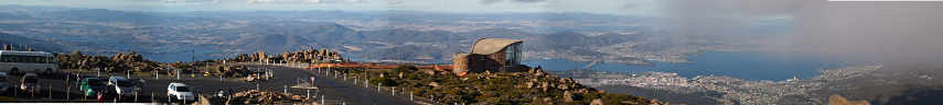 View of Hobart area from top of Mt. Wellington