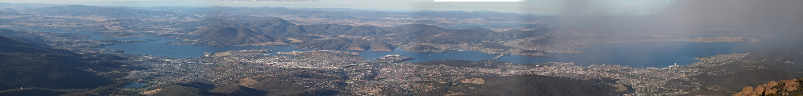 View of Hobart area from top of Mt. Wellington